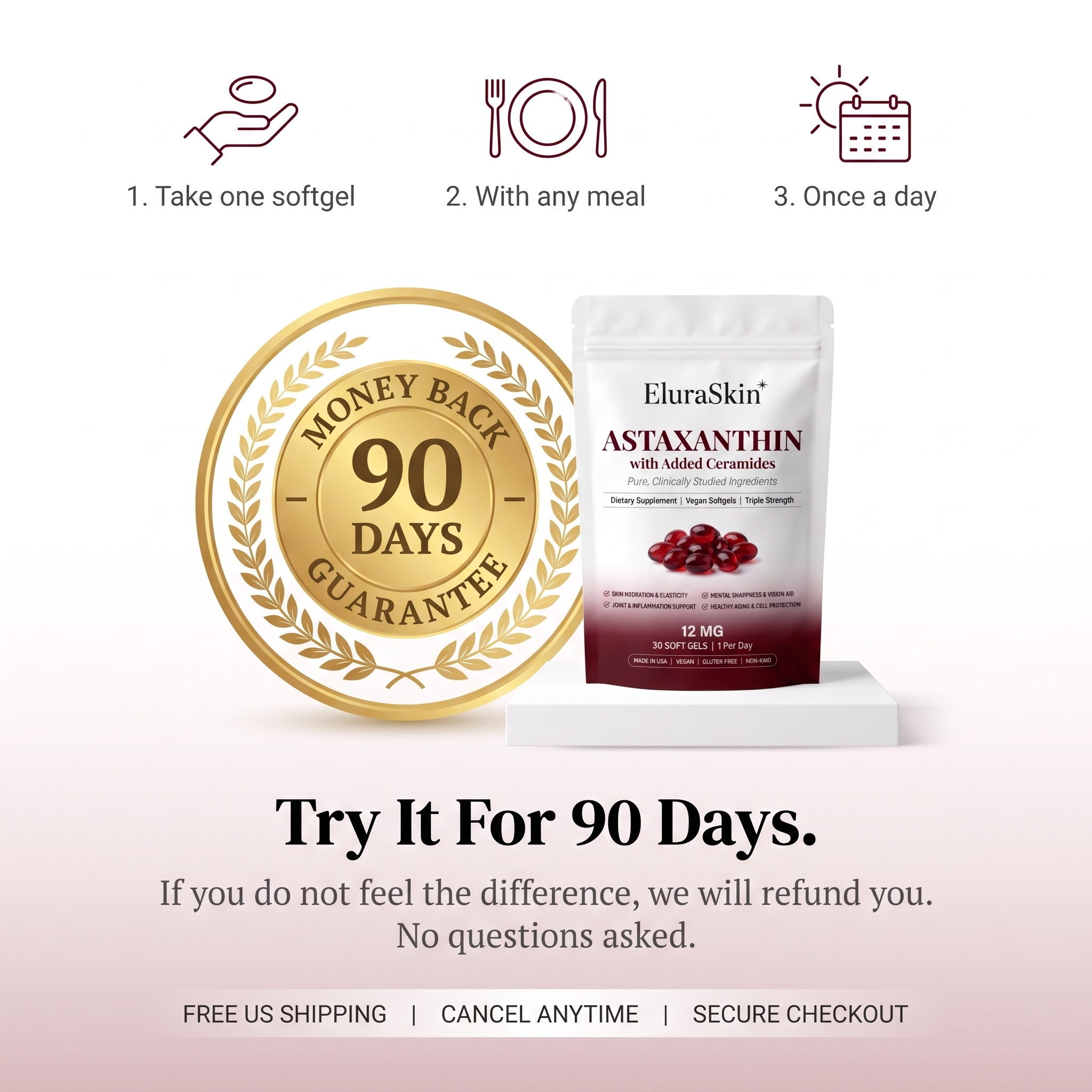 Pure Astaxanthin 12mg Softgels