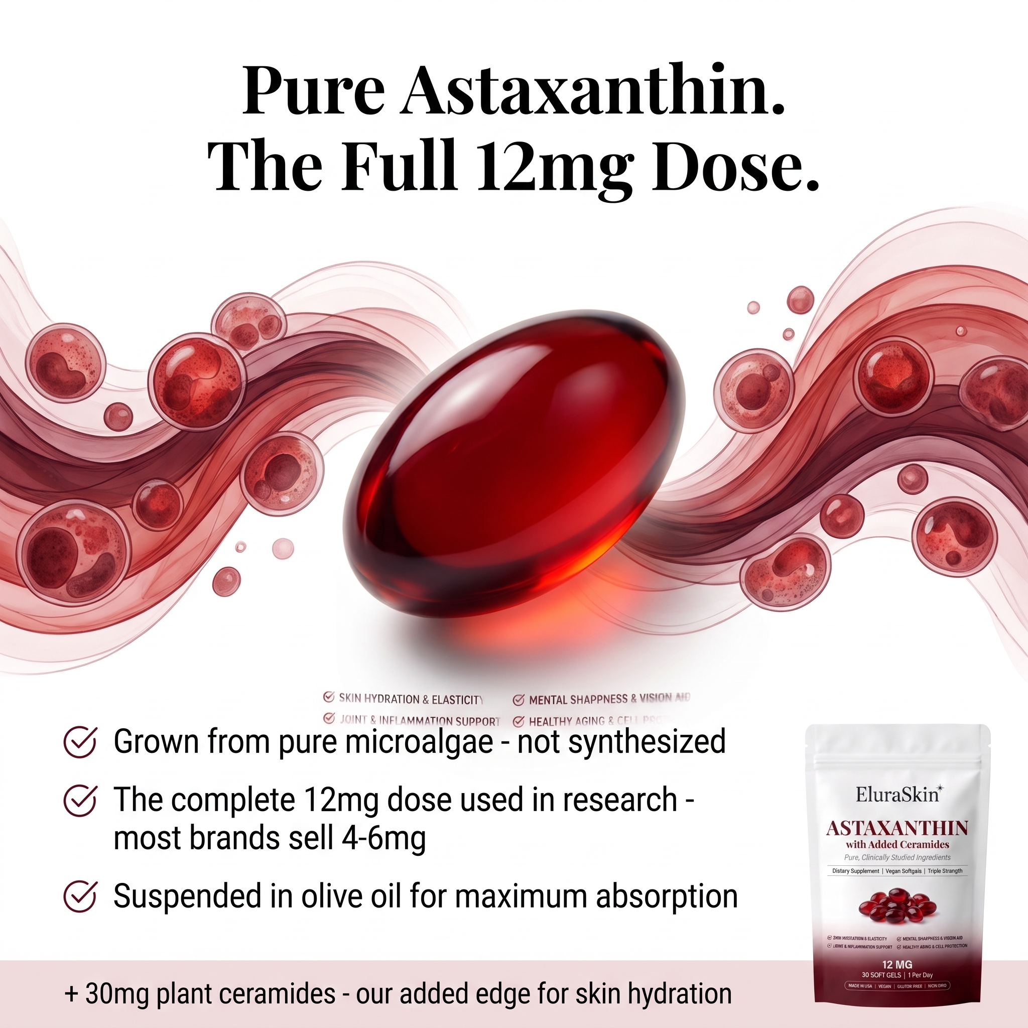 Pure Astaxanthin 12mg Softgels